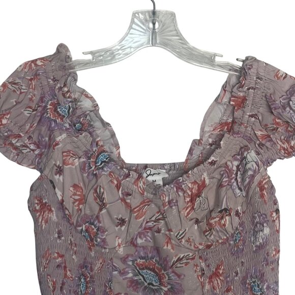 Japna Off Shoulder Shirt Womens Medium New Cropped Floral Smocked Summer - Picture 3 of 8